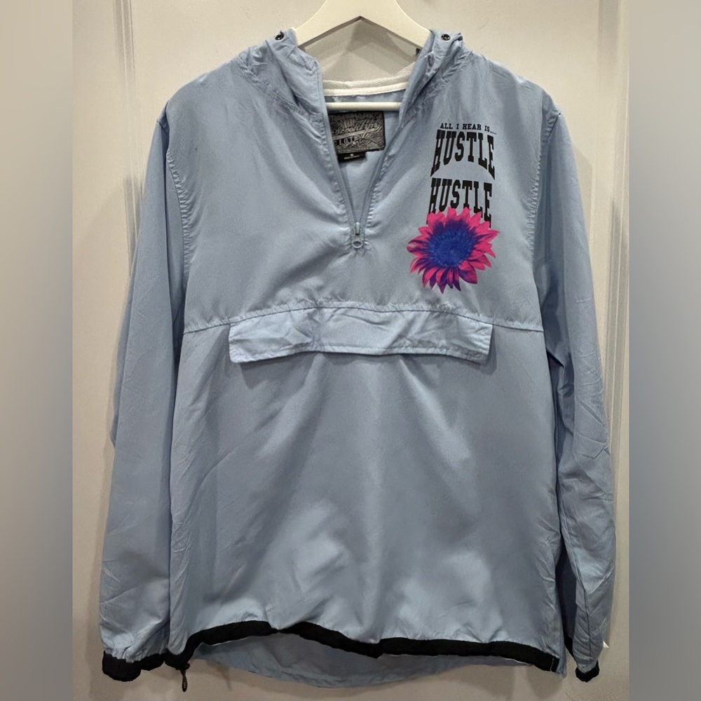 Brooklyn Cloth Men’s Windbreaker Blue Hustle Hustle Life Was Simpler Size Small